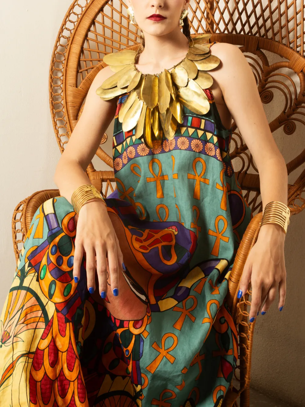 a.nty story Lady Makeba mouwloze maxi-jurk Blauw