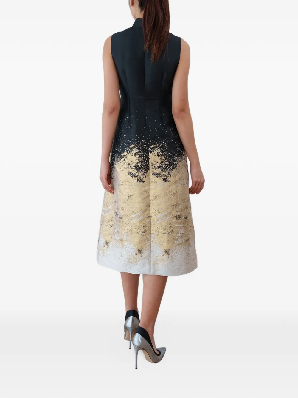 Qipology Midi-qipao van jacquard met kleurverloop Zwart