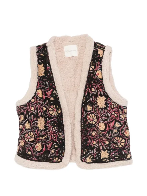 MAISON HOTEL Polermo floral-embroidered shearling-trim gilet