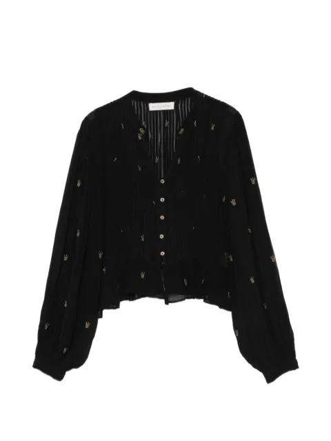 MAISON HOTEL Catherine embroidered pleated blouse