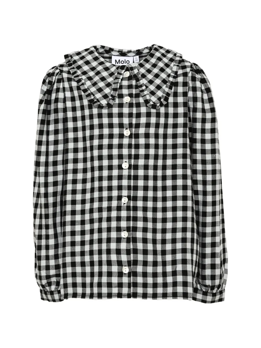 Molo gingham ruffled-collar shirt Zwart