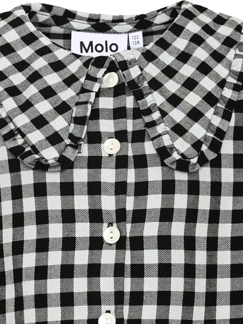 Molo gingham ruffled-collar shirt Zwart