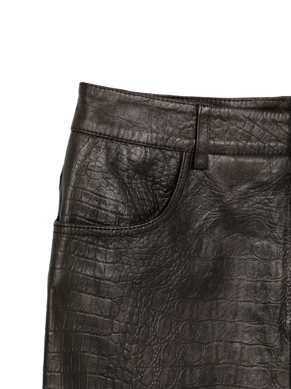 Gestuz GZtori croc-effect leather midi skirt Bruin