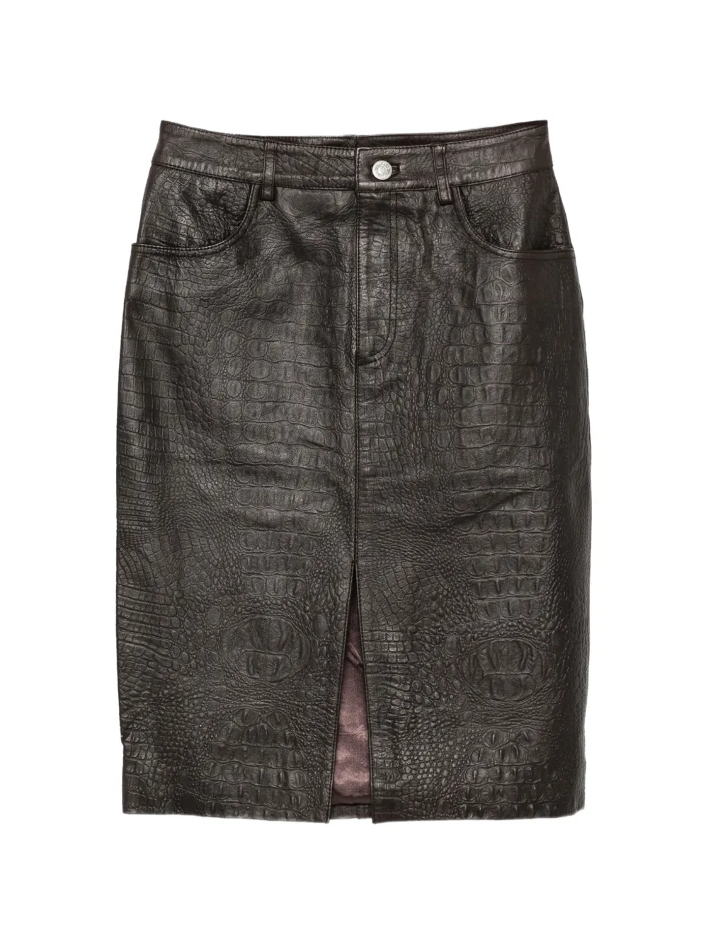Gestuz GZtori croc-effect leather midi skirt - Marrone