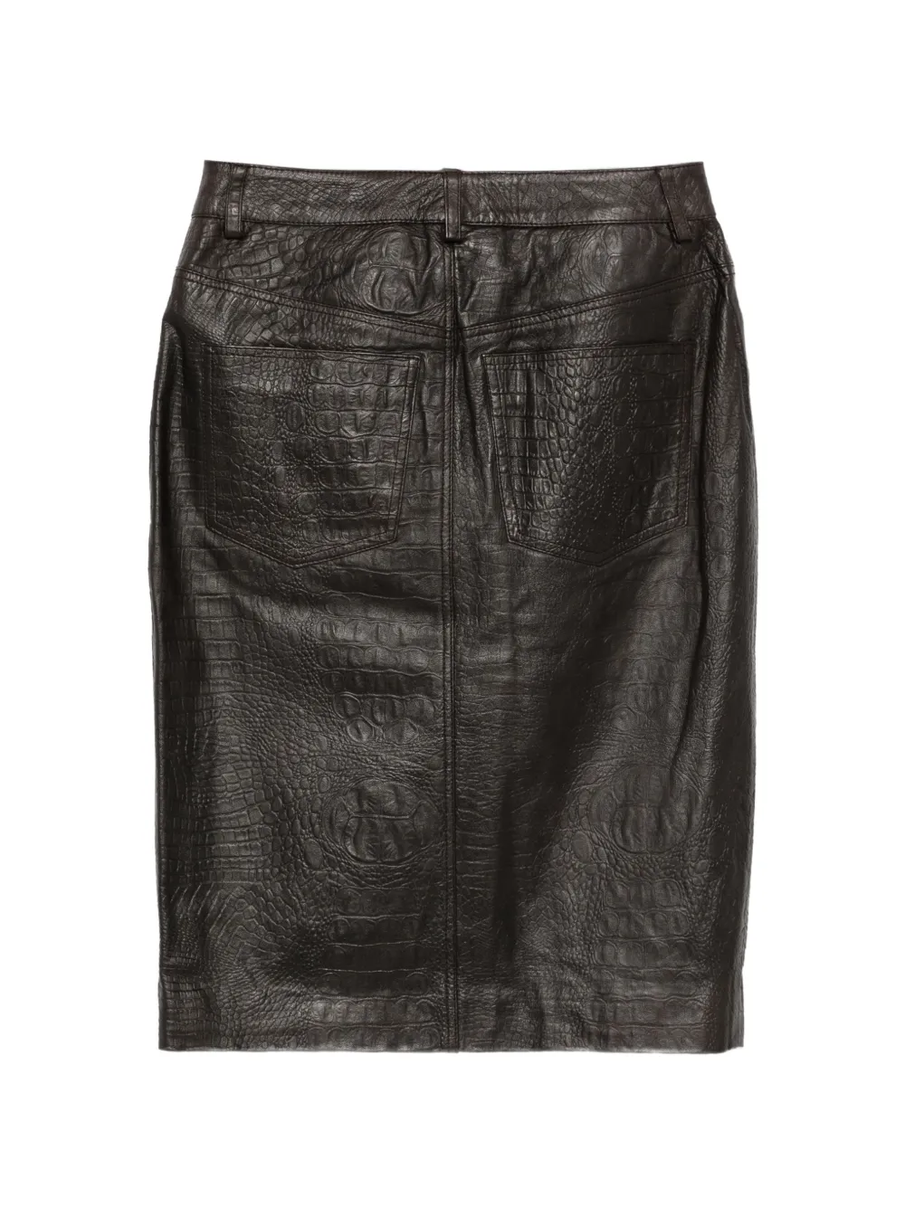 Gestuz GZtori croc-effect leather midi skirt Bruin