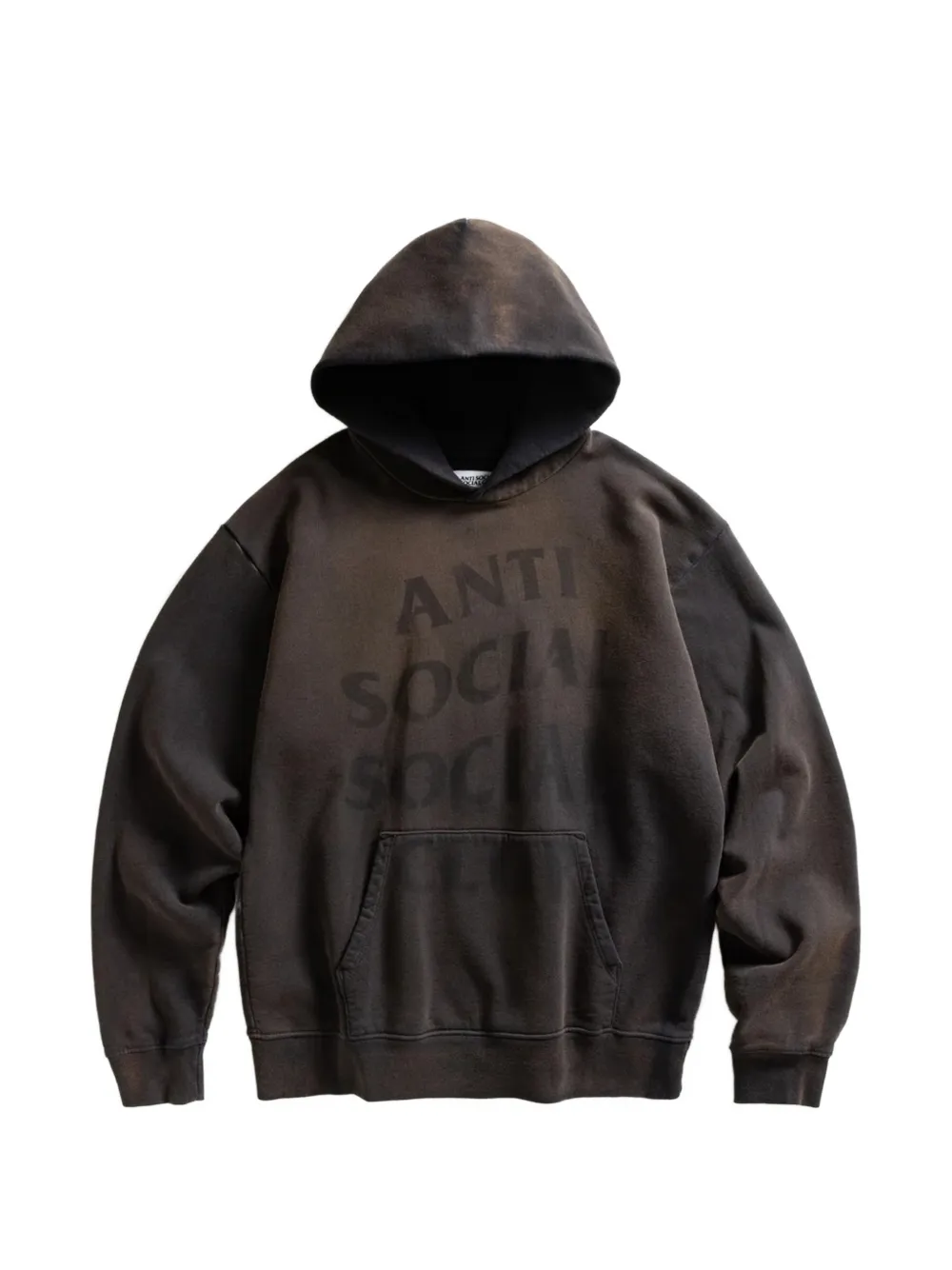 Anti Social Club Missing logo-print faded-effect hoodie Zwart