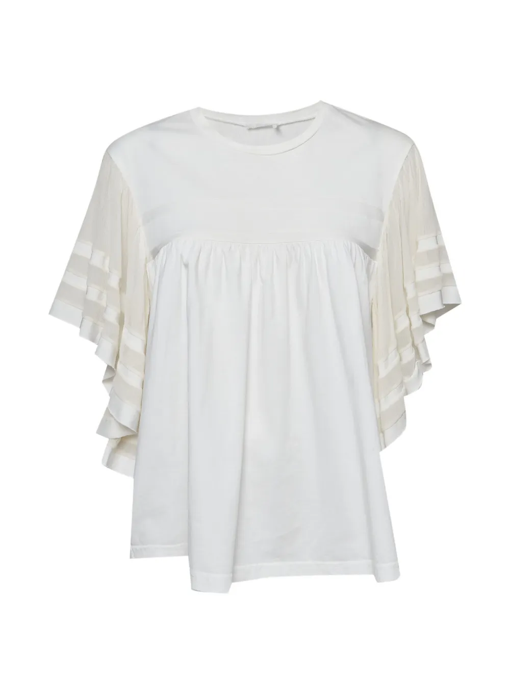 Chloé Pre-Owned ruffled chiffon T-shirt - Weiß