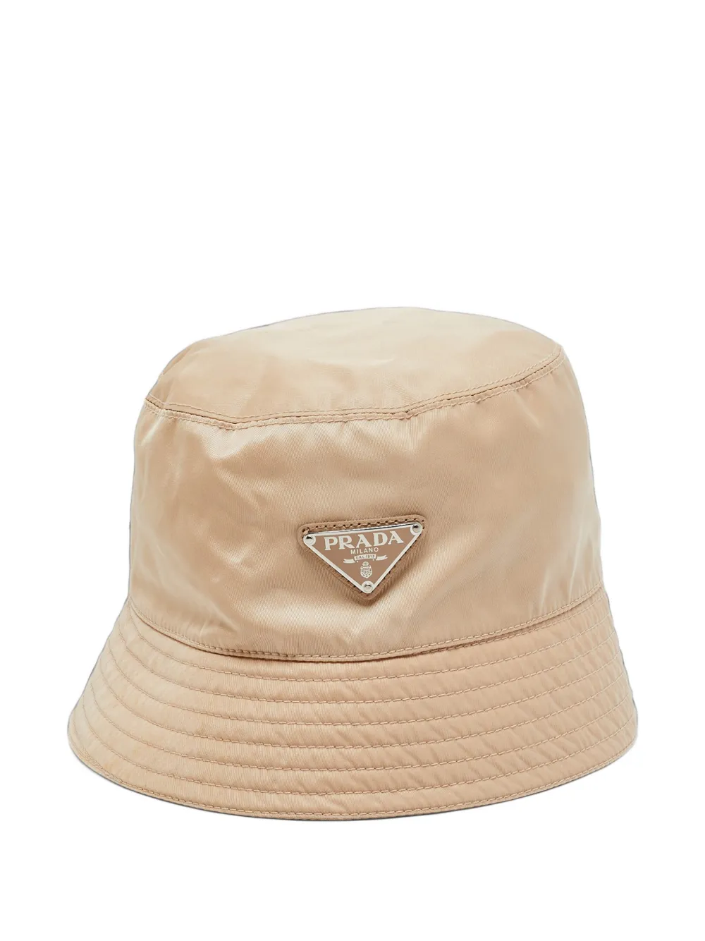 Prada Pre-Owned Re-Nylon triangle logo bucket hat - Toni neutri