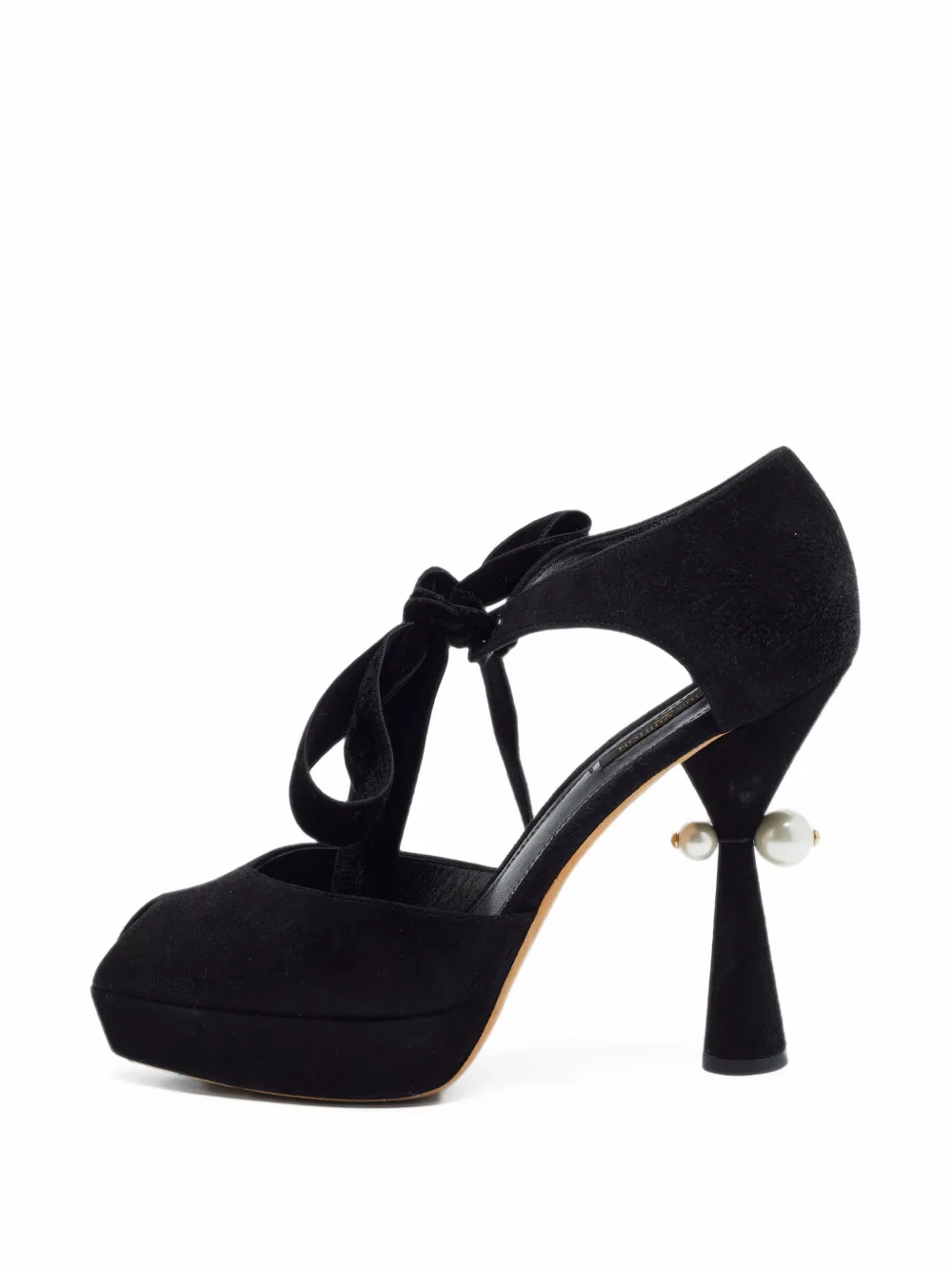 Louis Vuitton Pre-Owned suede peep-toe ankle-wrap pumps - Nero
