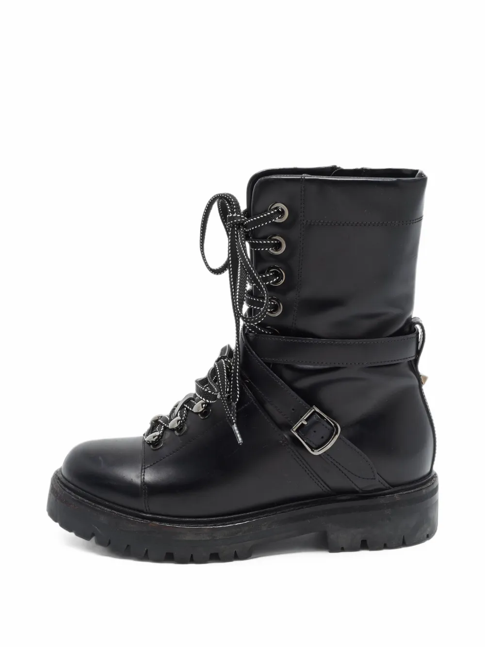 Valentino Garavani Pre-Owned Rockstud leather combat boots - Schwarz