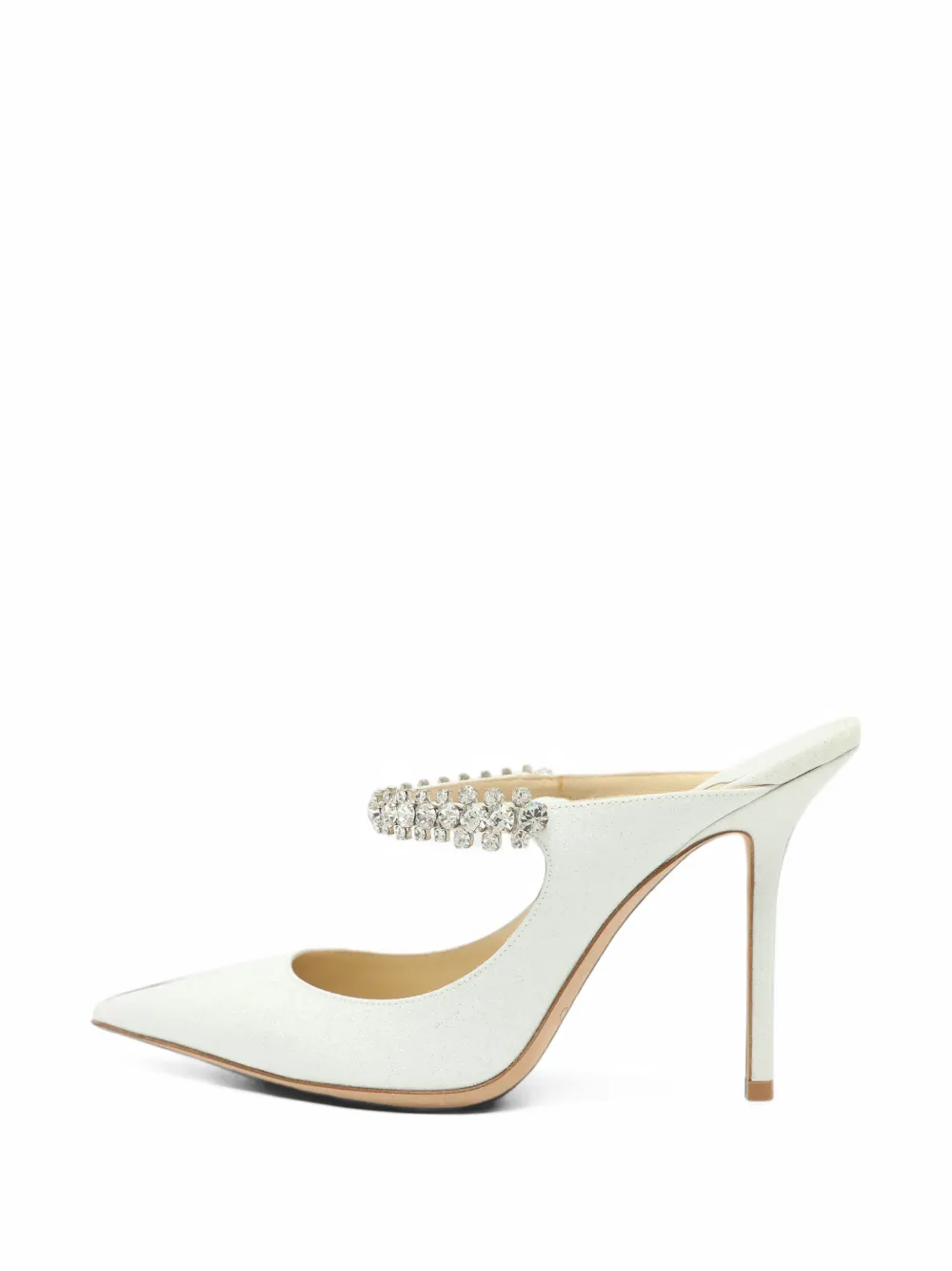 Jimmy Choo Pre-Owned Bing crystal-embellished glitter mules - Weiß