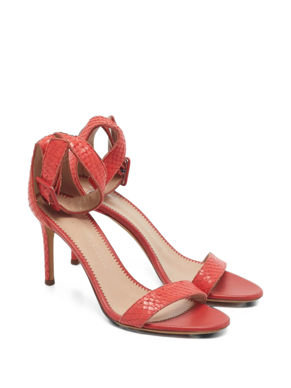 Giuseppe Zanotti Vintage Nayla snakeskin-embossed leather sandals - Rot
