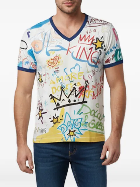 Dolce & Gabbana Pre-Owned graffiti-print V-neck T-shirt