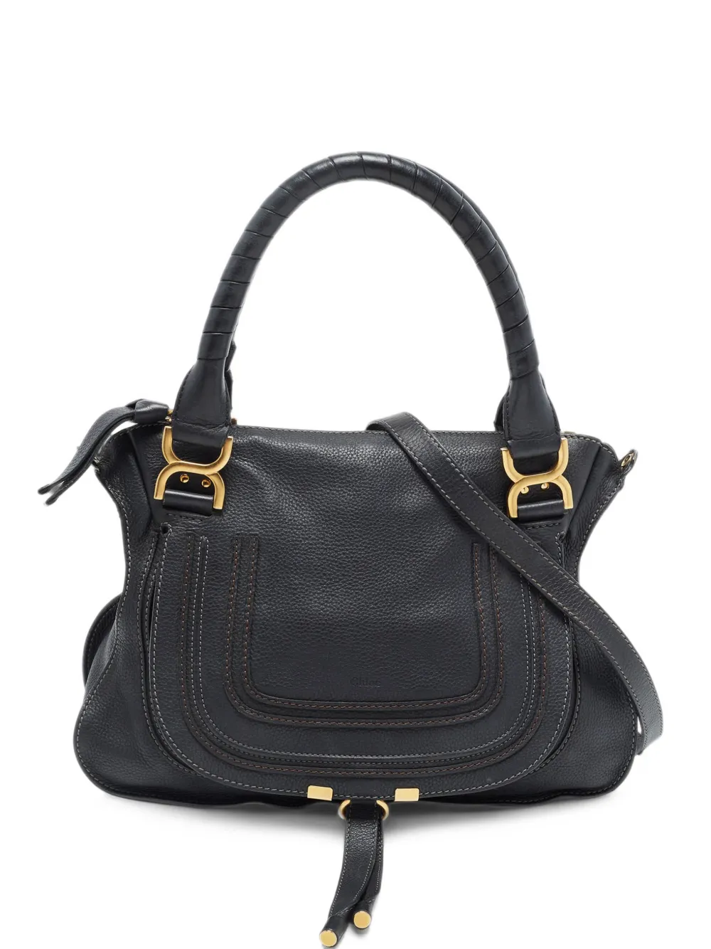 Chloé Pre-Owned medium Marcie saddle-stitch tote bag - Blu