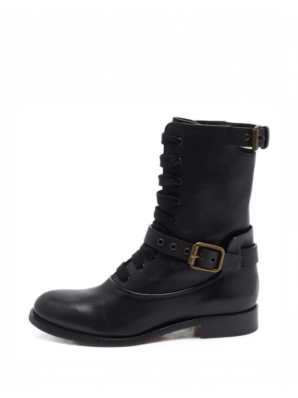 Chloé Pre-Owned buckled lace-up ankle boots - Schwarz