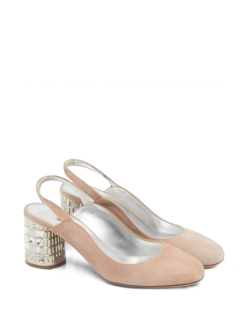 Prada Pre-Owned crystal-embellished suede slingback pumps - Rosa