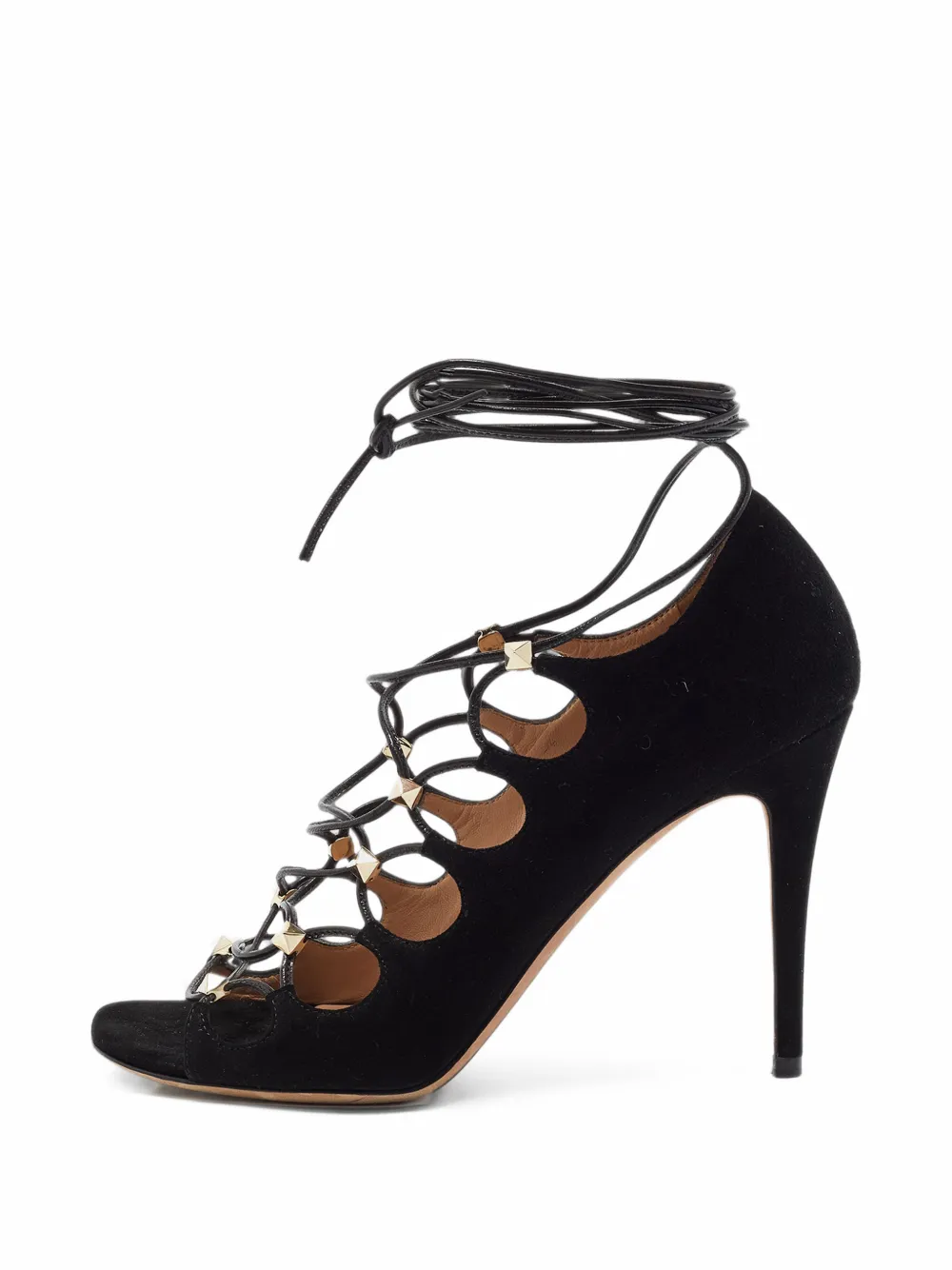 Valentino Garavani Pre-Owned Rockstud suede lace-up pumps - Nero