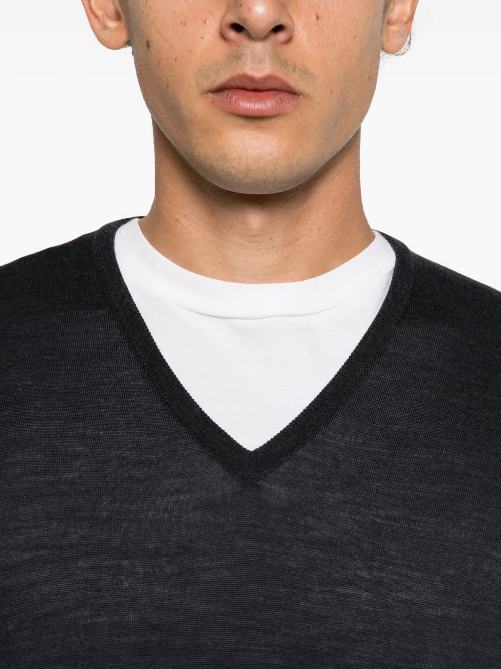 John Smedley Bobby V-neck sweater Grijs