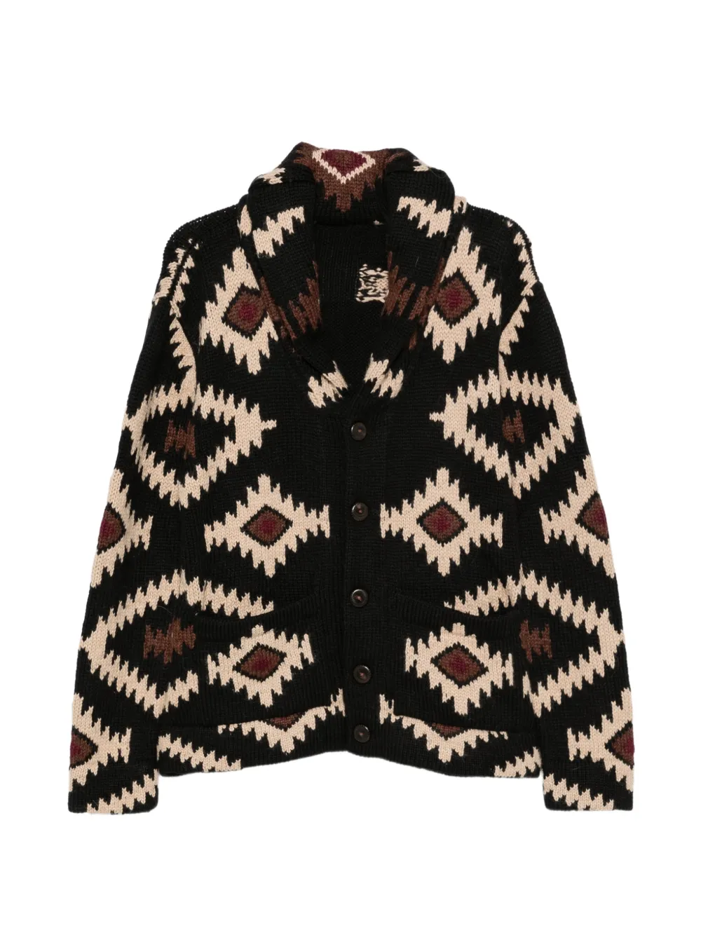 Fortela Walter geometric-pattern shawl-collar cardigan - Schwarz