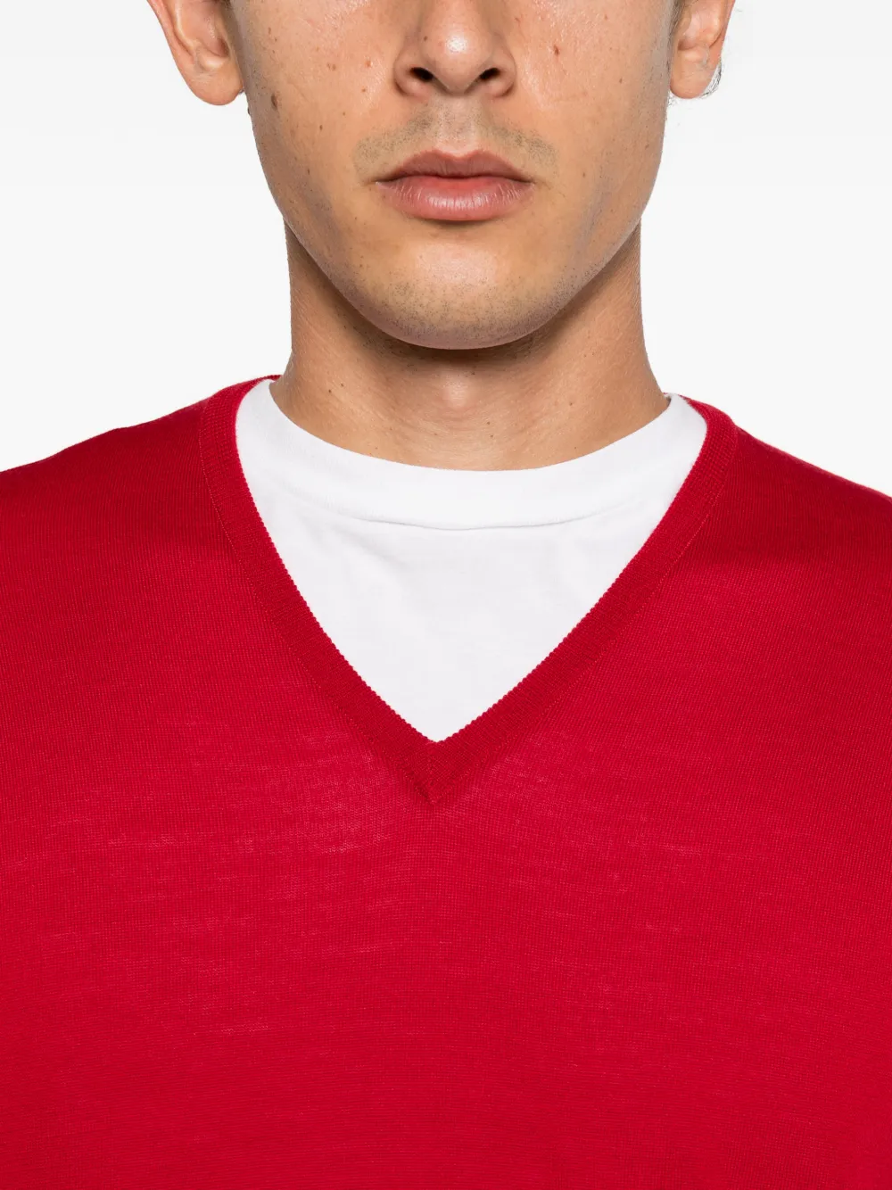 John Smedley Bobby V-neck sweater Rood