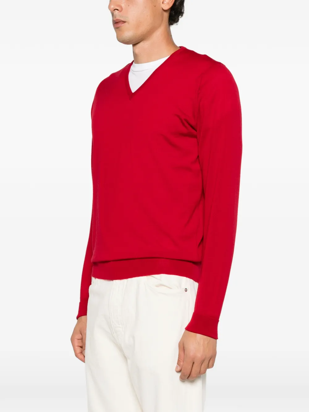 John Smedley Bobby V-neck sweater Rood