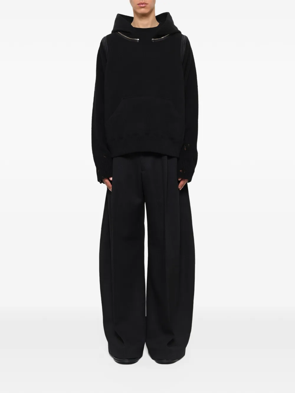 Undercover deconstructed wool hoodie Zwart