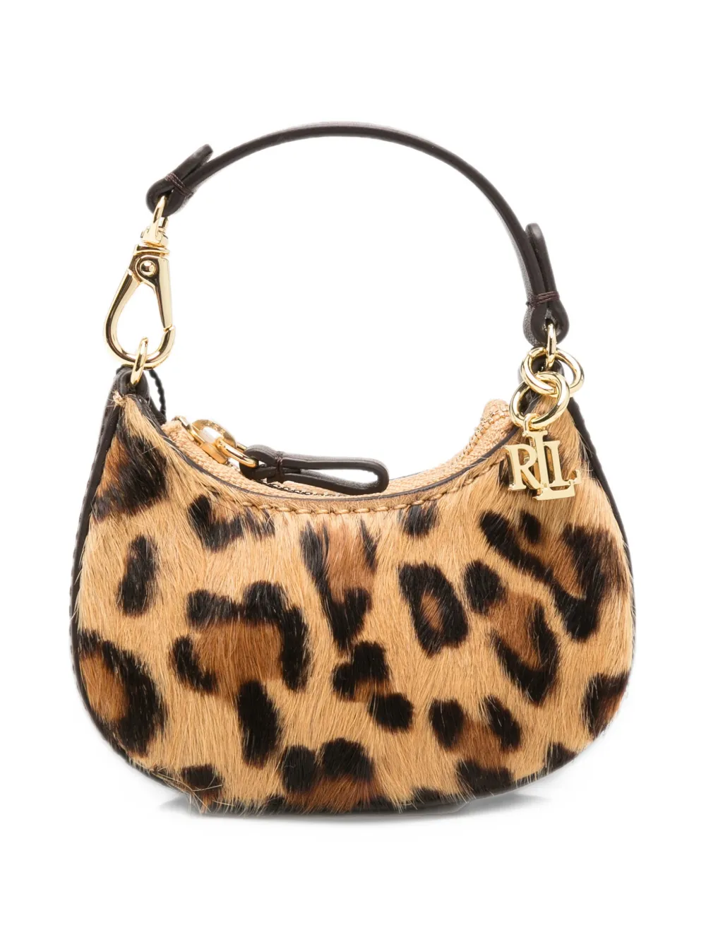 Lauren Ralph Lauren leopard-print logo-charm keyring - Marrone