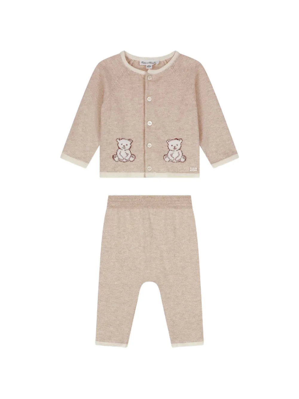 Tartine Et Chocolat teddy-motif knitted set - Nude