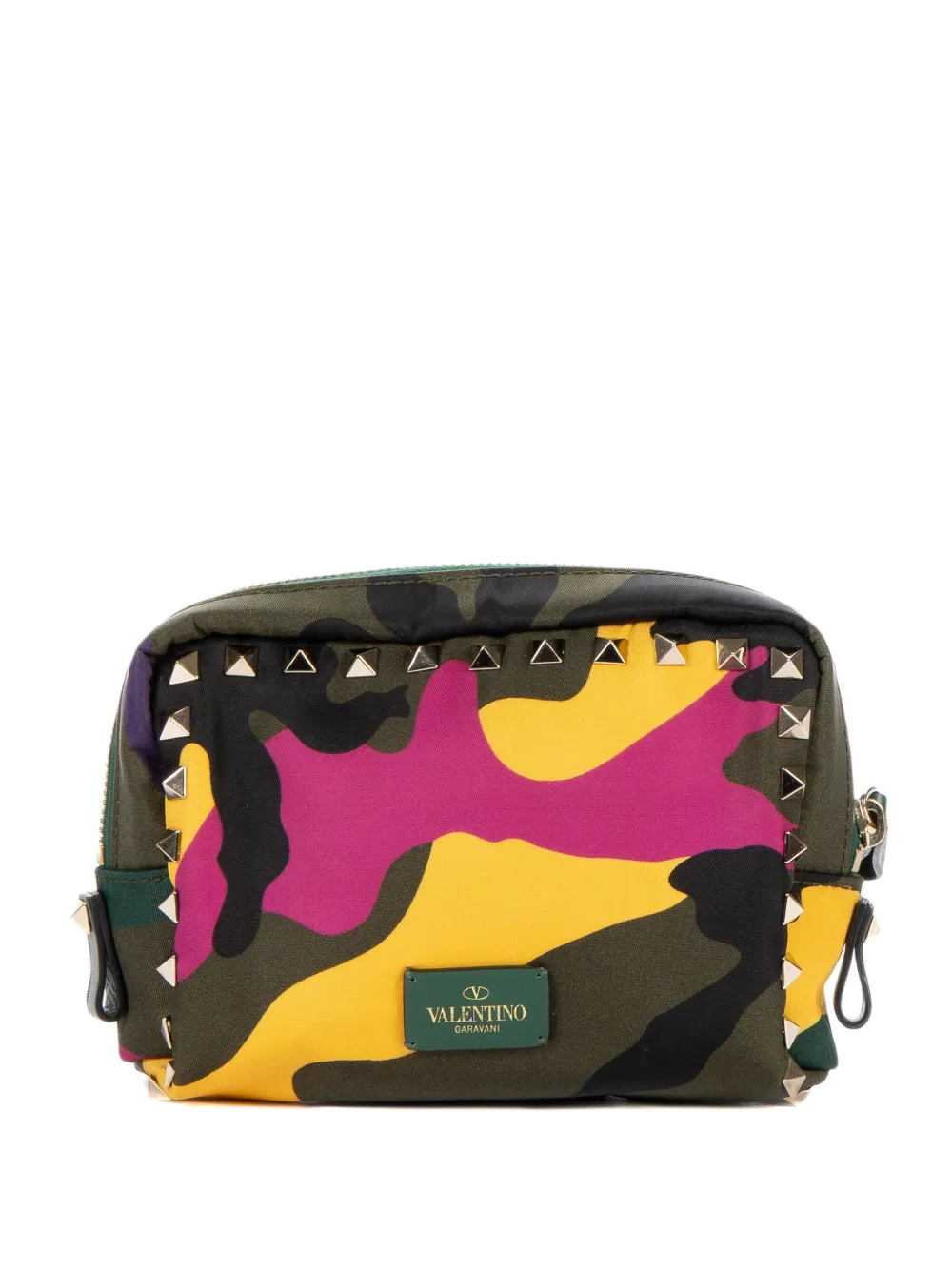 Valentino Garavani Rockstud camouflage-print pouch - Verde
