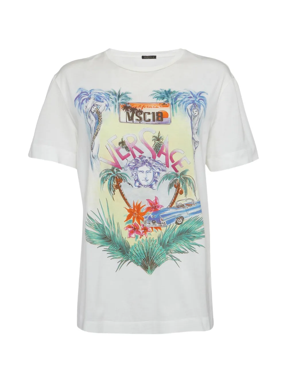 Versace Pre-Owned tropical logo-print T-shirt - Bianco