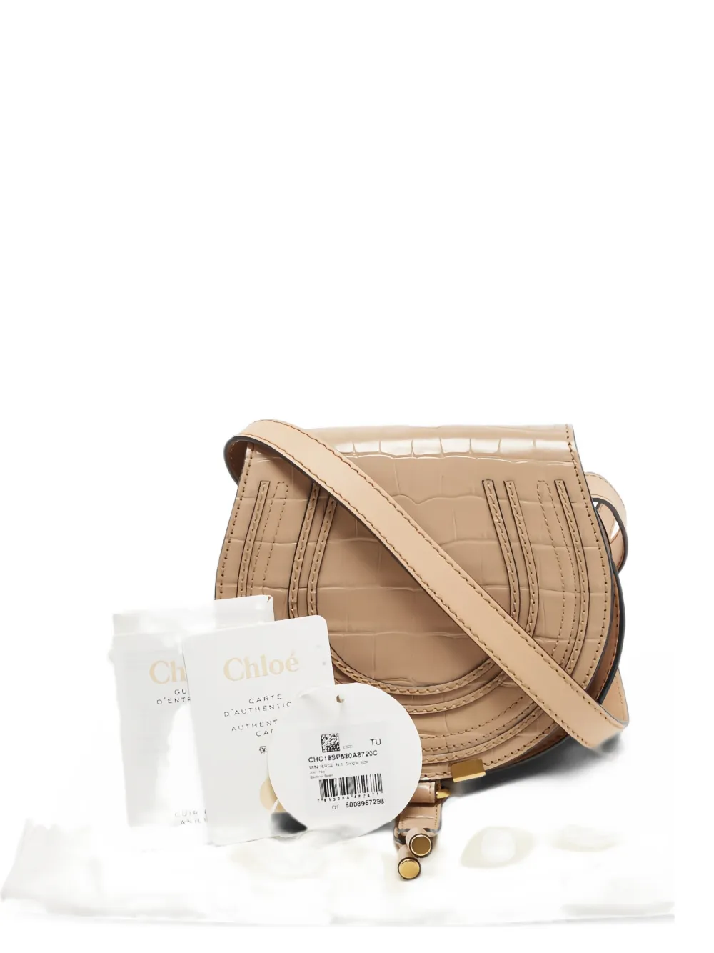 Chloé Pre-Owned Marcie croc-embossed crossbody bag - Nude