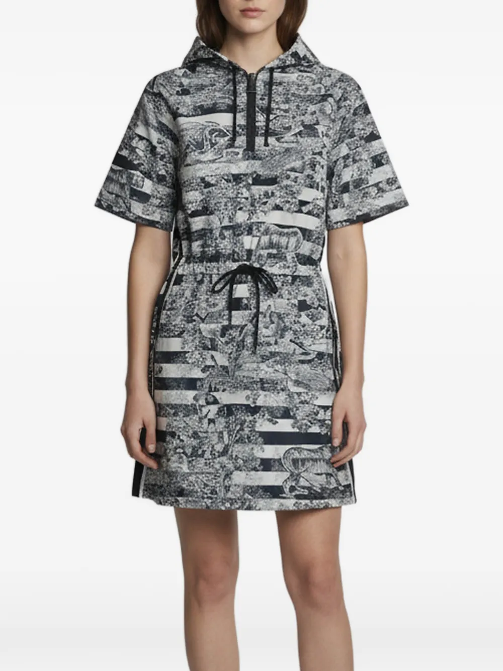 Christian Dior Pre-Owned Toile de Jouy hooded mini dress - Bianco