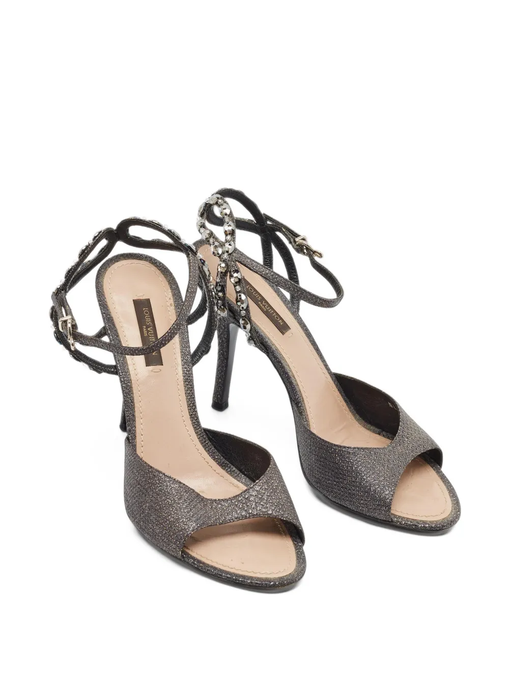 Louis Vuitton Pre-Owned python-embossed crystal-embellished sandals - Grey
