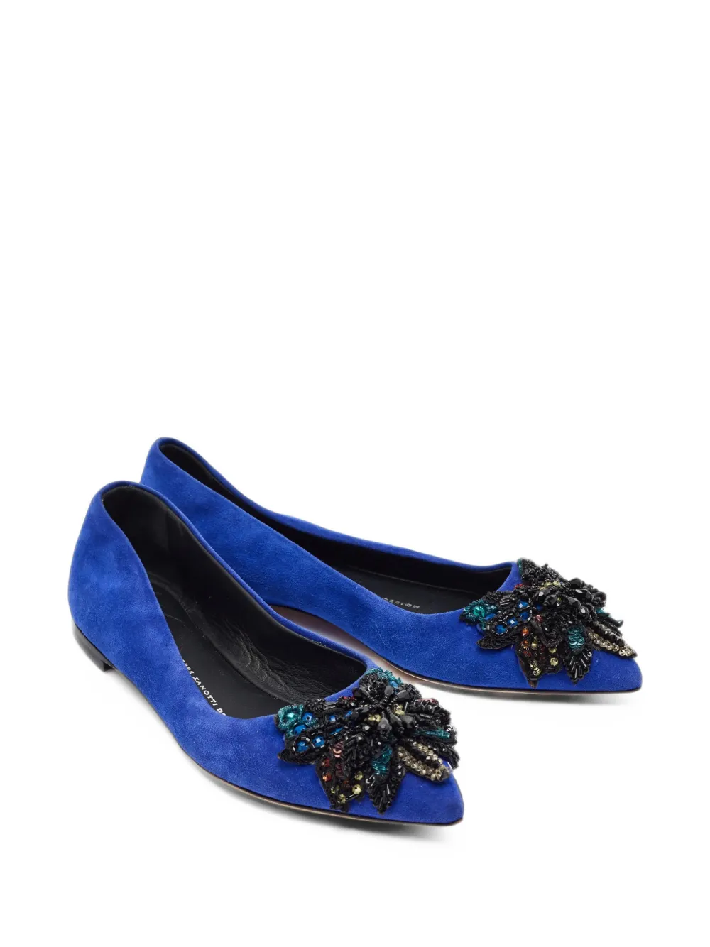 Giuseppe Zanotti Vintage pointed-toe suede ballet flats - Blau