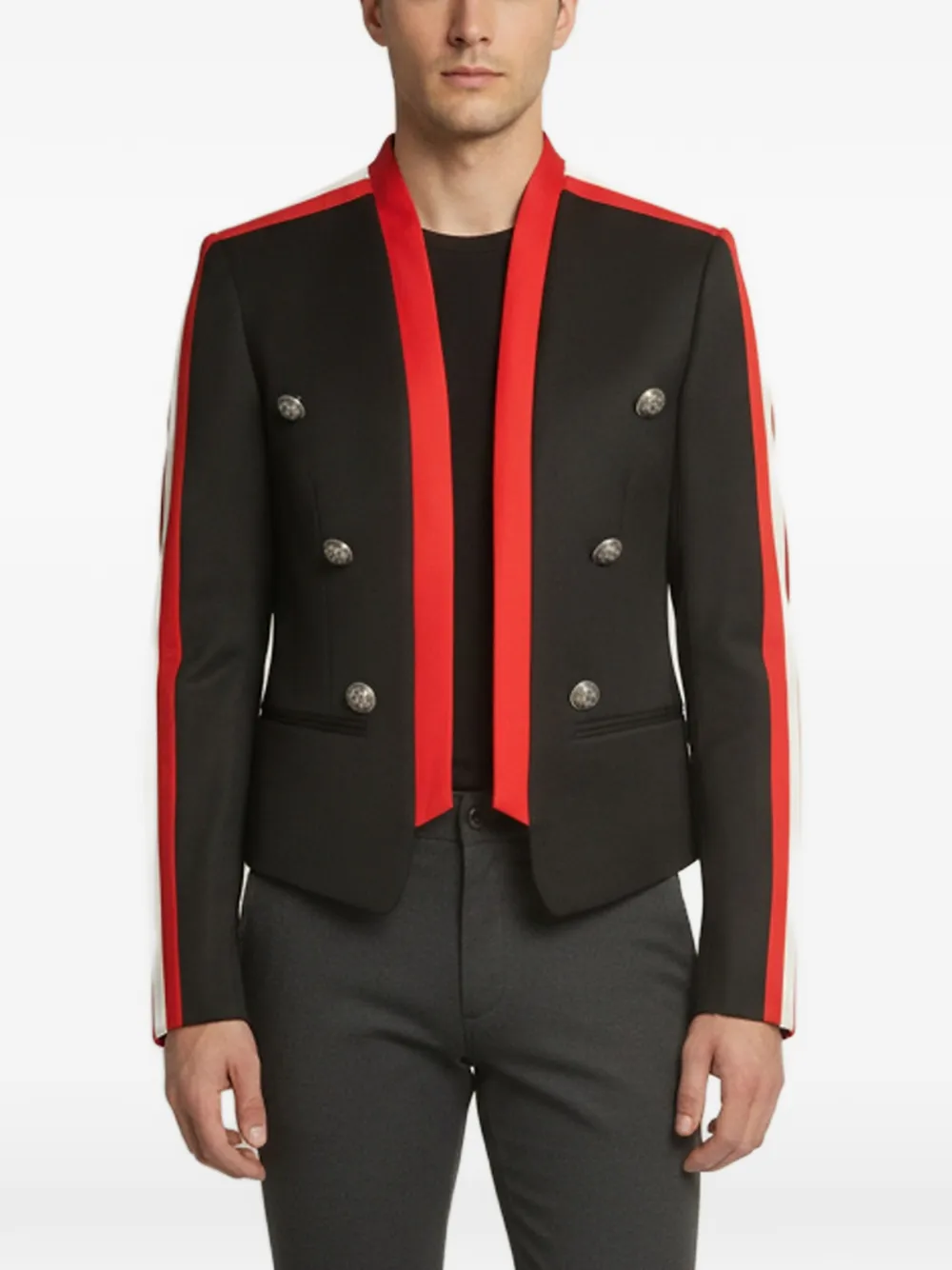 Balmain Pre-Owned striped button-embellished blazer - Schwarz