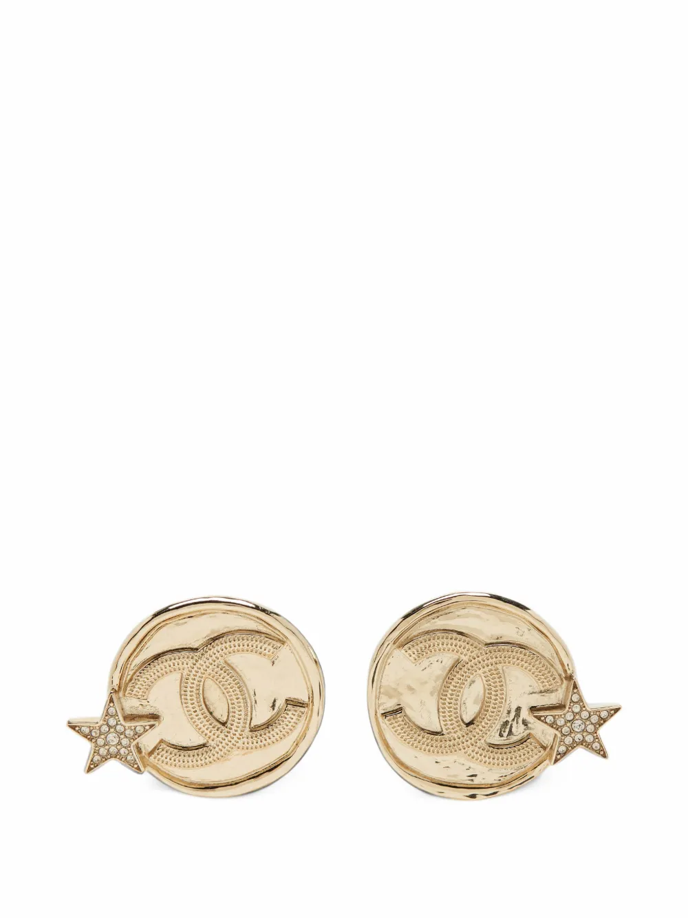 CHANEL Pre-Owned CC Coin Star hammered earrings - Gold