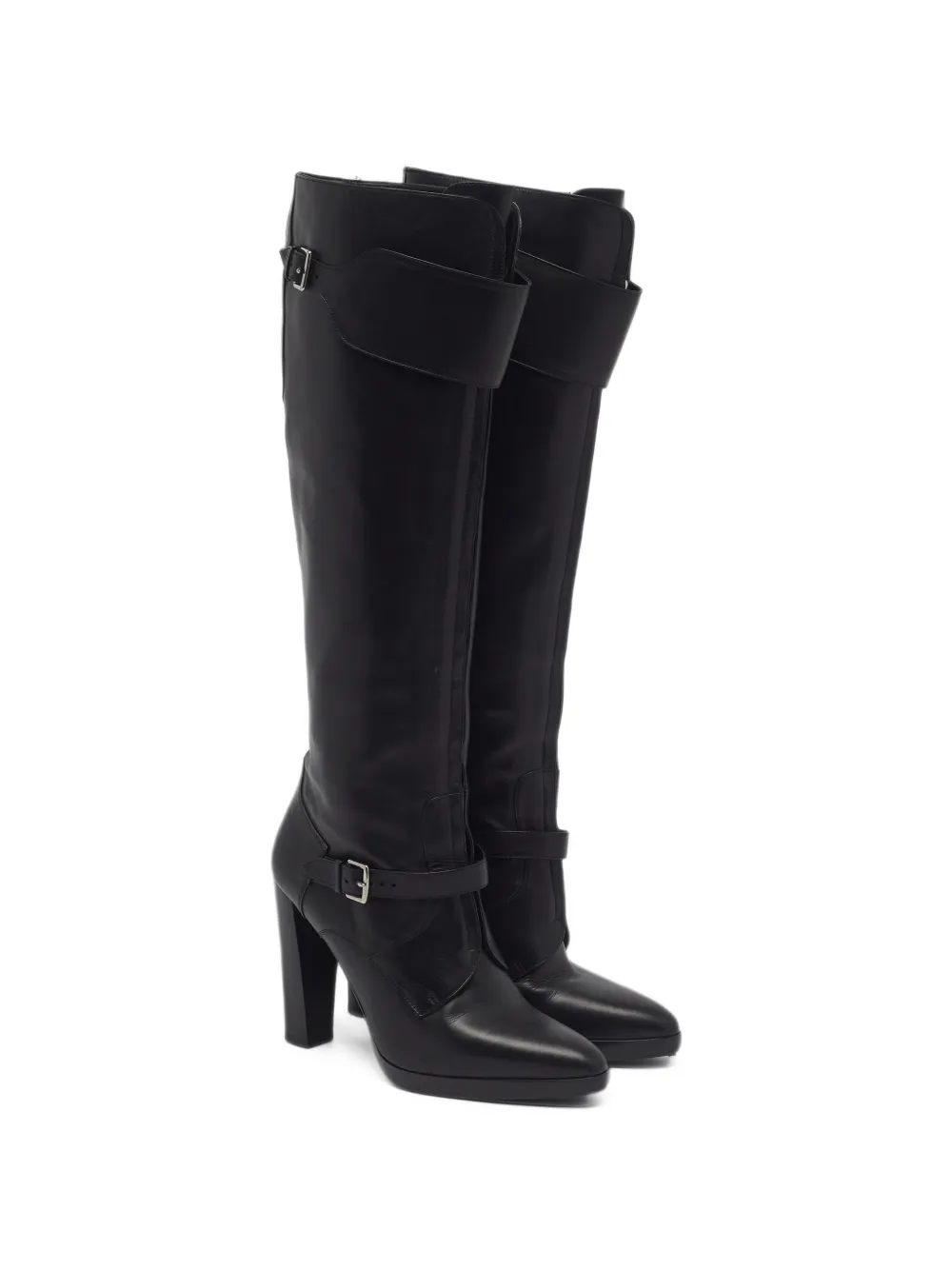 Hermès Pre-Owned Trophée buckle-detail leather boots - Black