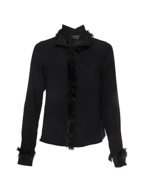 CHANEL Pre-Owned faux fur-trim shirt