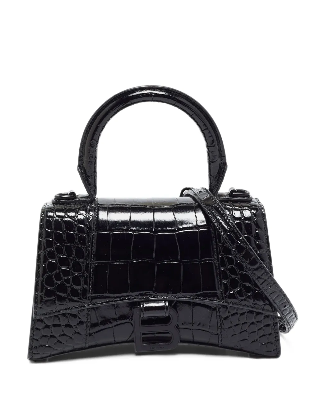 Balenciaga Pre-Owned XS Hourglass croc-embossed tote bag - Nero