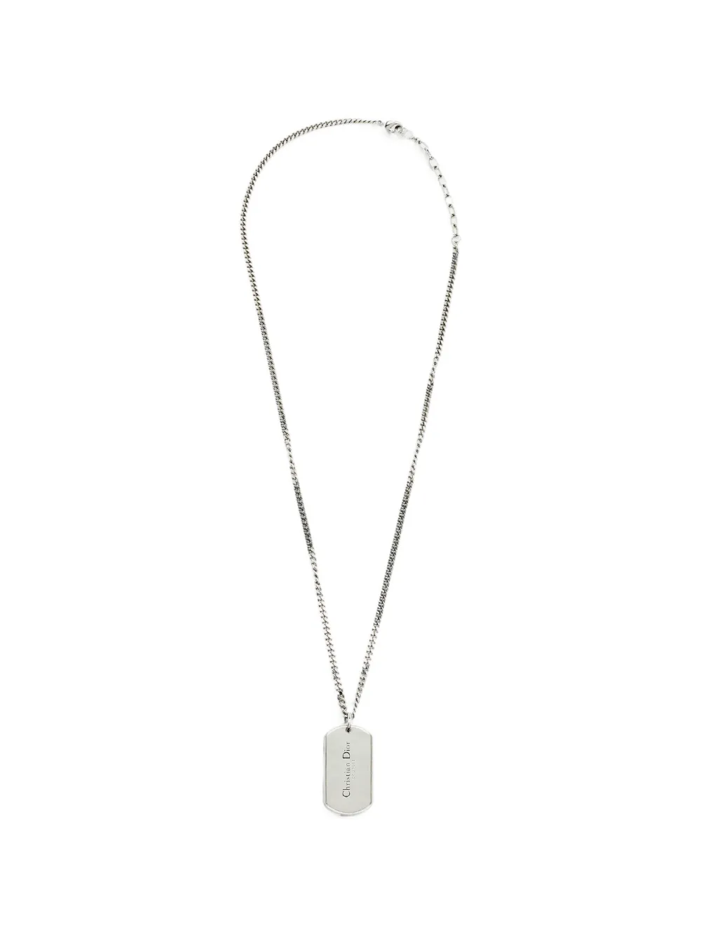 Christian Dior Pre-Owned logo-engraved dog tag necklace - Argento