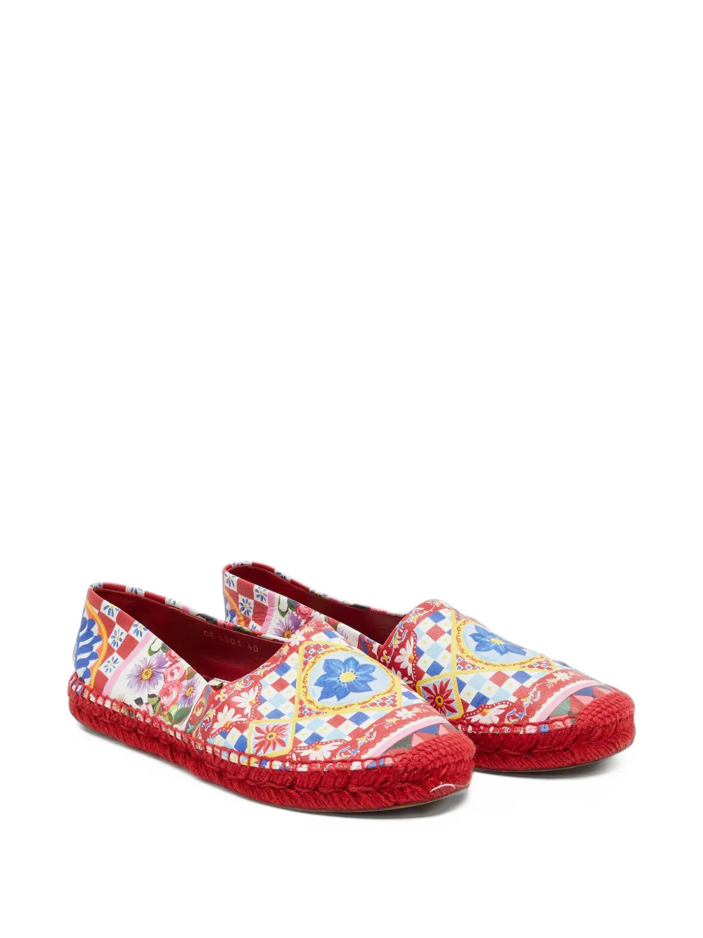 Dolce & Gabbana Pre-Owned Majolica-print Leather Espadrilles | Red ...