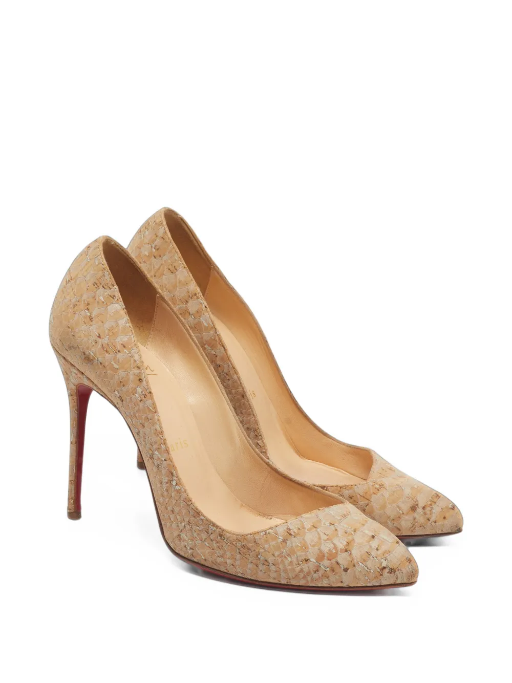 Christian Louboutin Pre-Owned Decollete 554 snakeskin-textured pumps - Nude