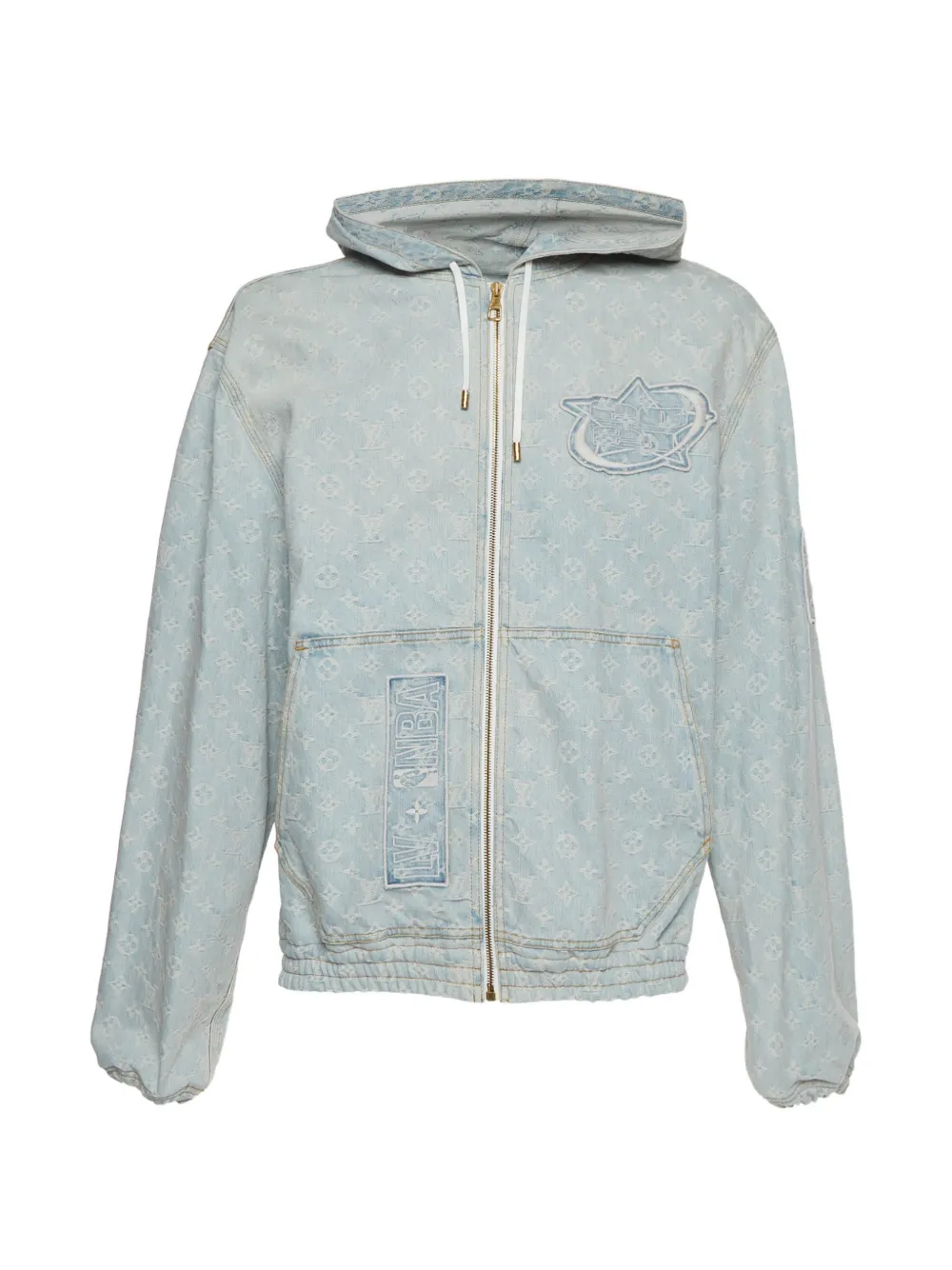 Louis Vuitton Pre-Owned x NBA Giacca denim con cappuccio e monogramma - Blu