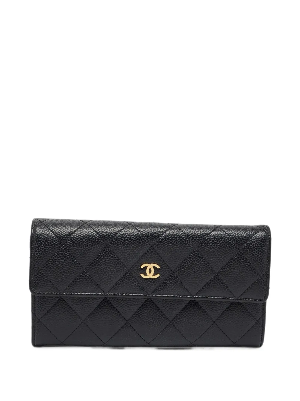 CHANEL Pre-Owned 2014 Continental quilted Caviar leather wallet - Nero