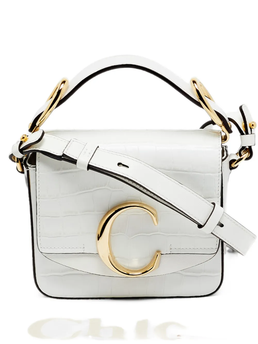 Chloé Pre-Owned Mini C crocodile-embossed tote bag - Weiß