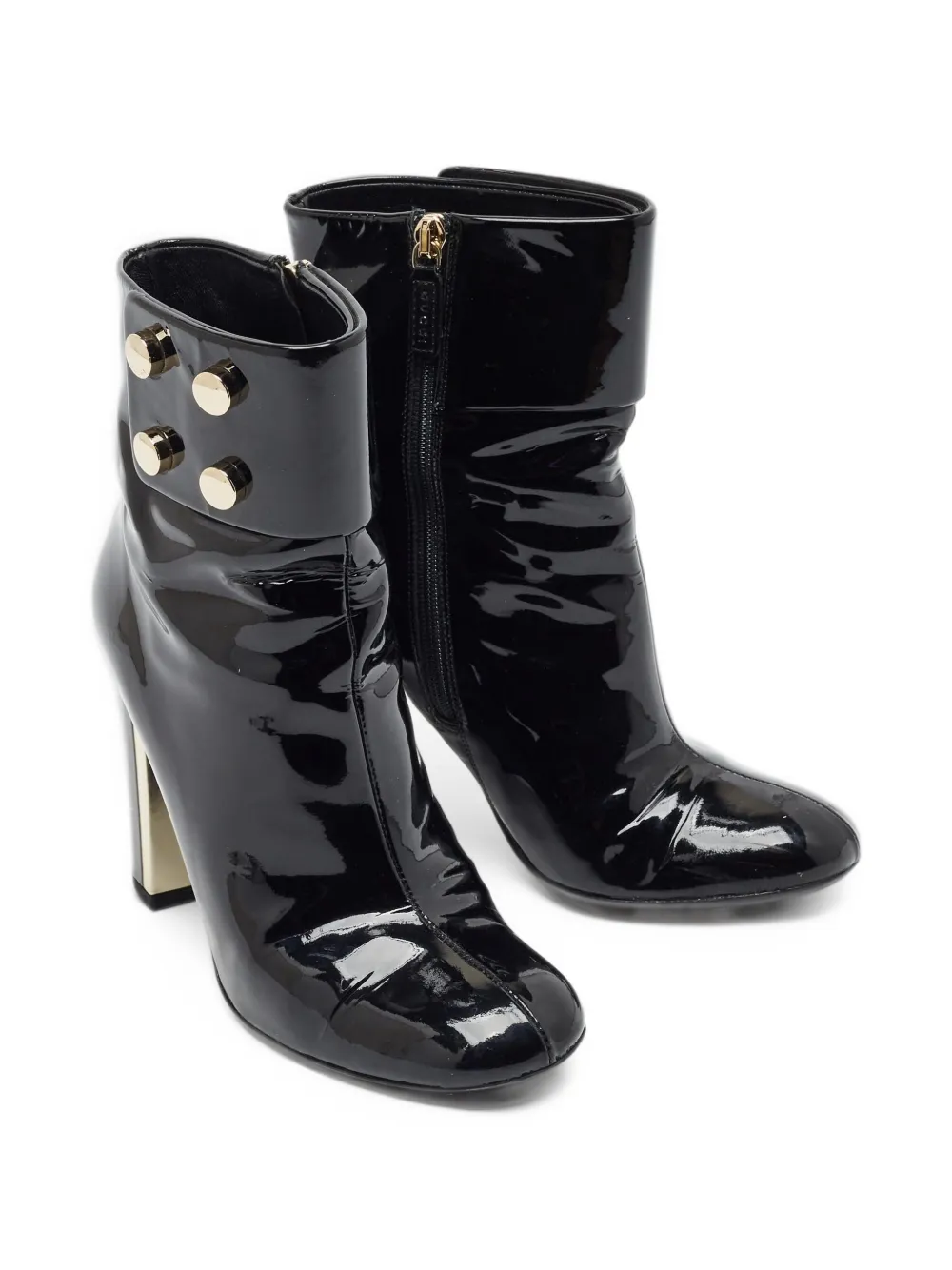 Gucci Pre-Owned studded patent leather ankle boots - Schwarz