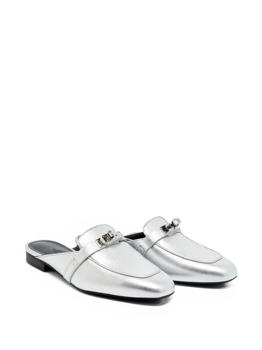 Hermès Pre-Owned Oz leather mules - Argent