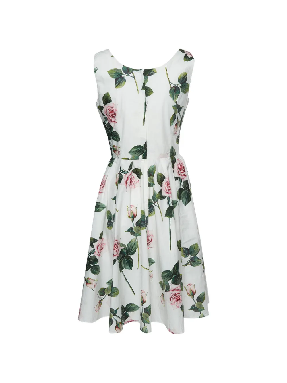 Dolce & Gabbana Pre-Owned rose-print poplin midi dress - Weiß