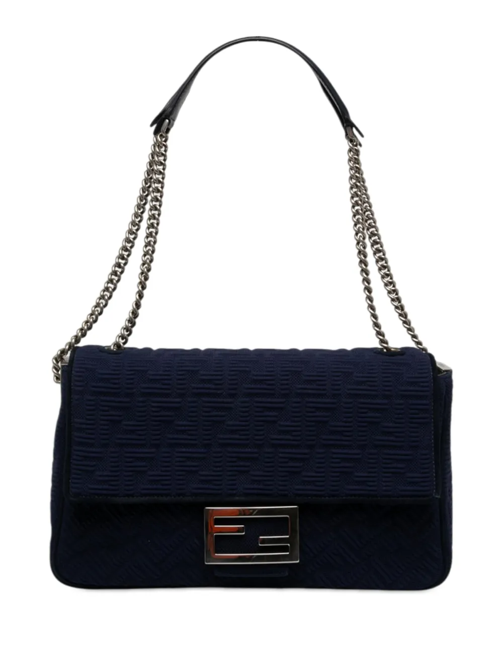 Fendi Pre-Owned 2010-2026 Large Zucca Embossed Technical Fabric Chain Midi Baguette shoulder bag - Blau