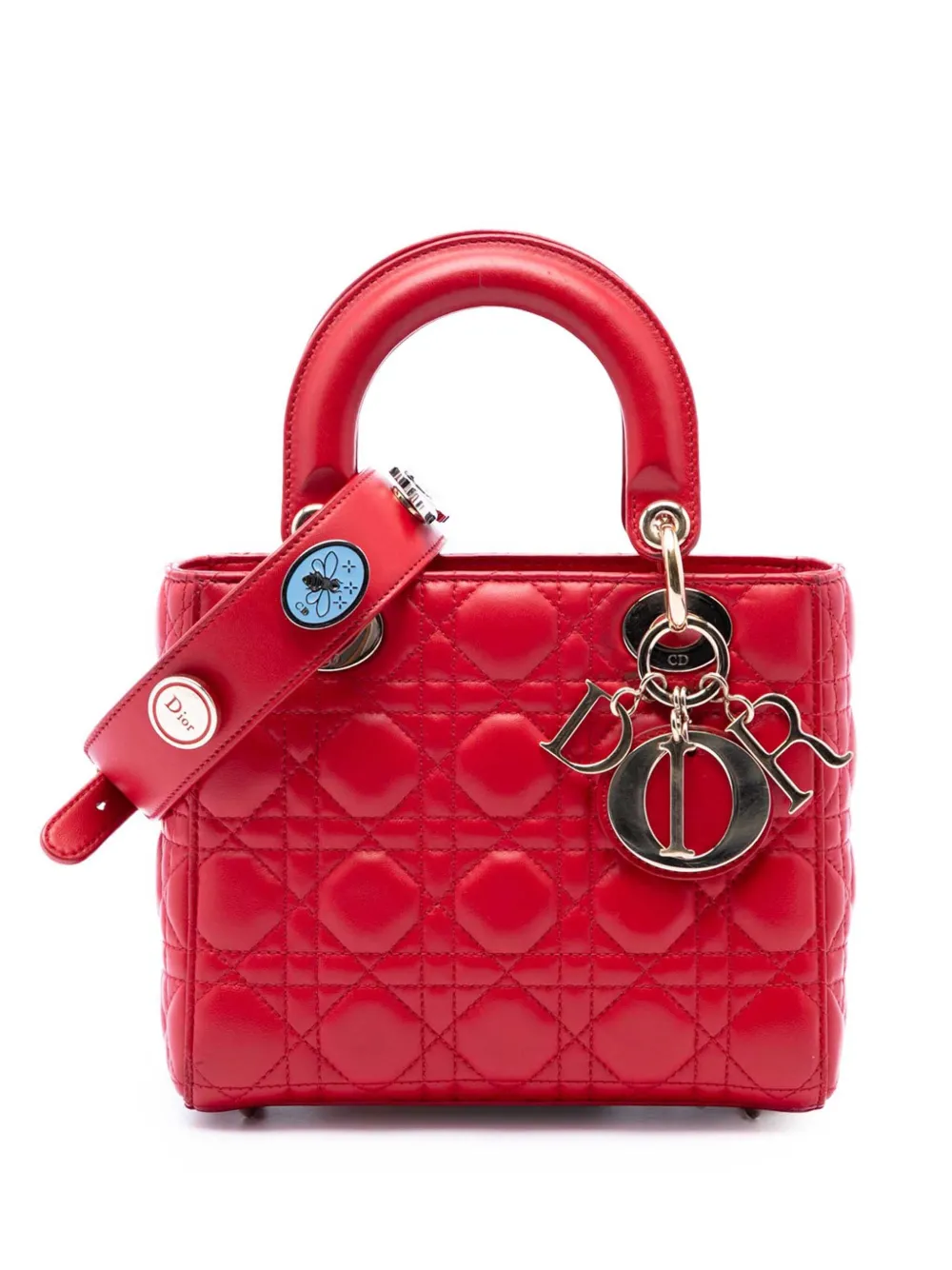 Christian Dior Pre-Owned 2016 Small Lambskin Cannage MyABCDior Lady Dior satchel - Rot